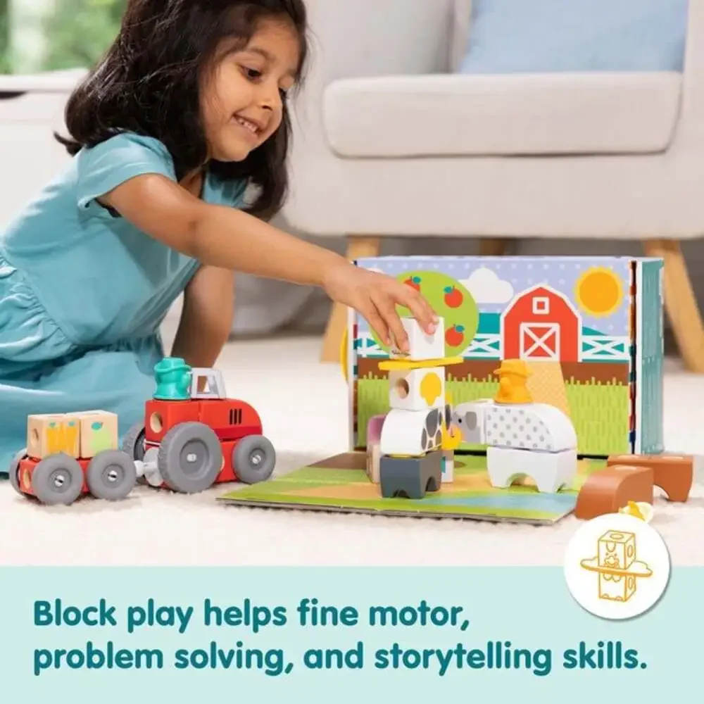 Melissa & Doug Blockables Farm Wooden Building Blocks Play‎ Set (56 Pcs)
